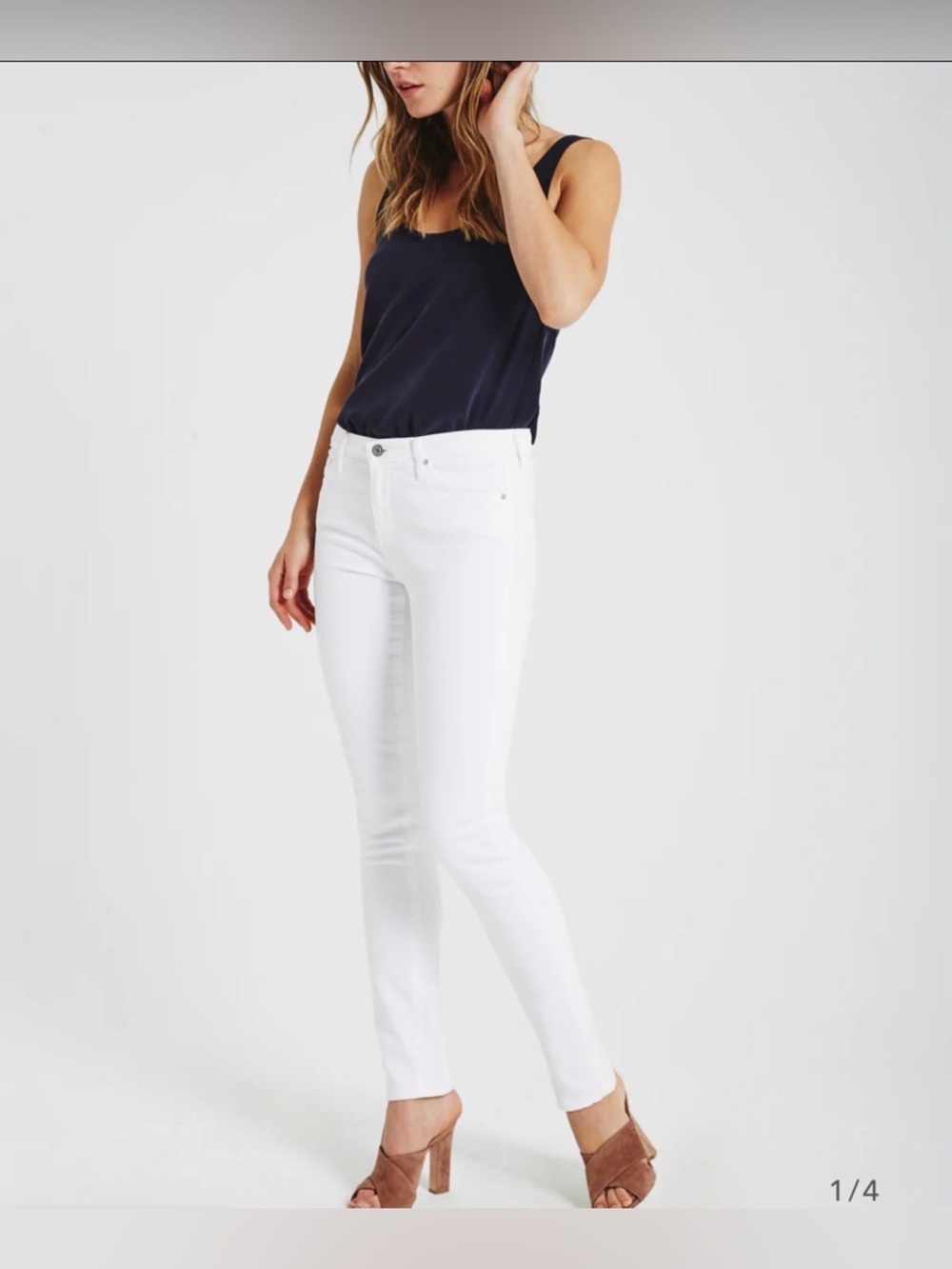 AG Adriano Goldschmied The Prima Mid-Rise Skinny Cigarette Jean White Size 25